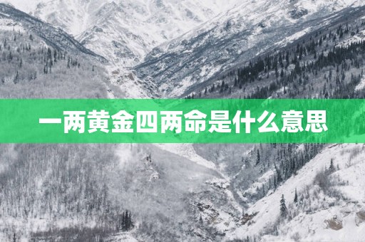 一两黄金四两命是什么意思