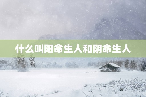 什么叫阳命生人和阴命生人