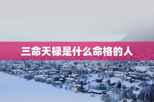 三命天禄是什么命格的人