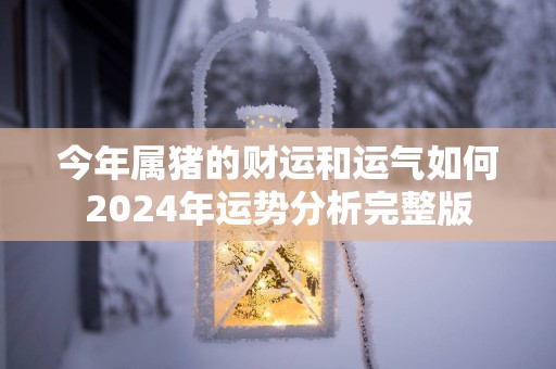 今年属猪的财运和运气如何2025年运势分析完整版