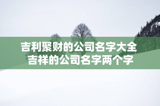 吉利聚财的公司名字大全 吉祥的公司名字两个字