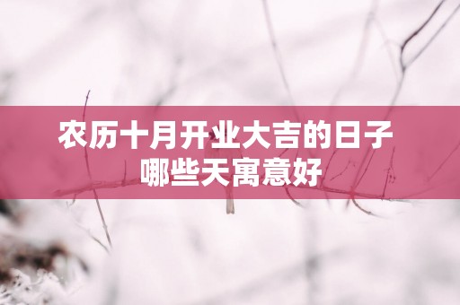 农历十月开业大吉的日子 哪些天寓意好