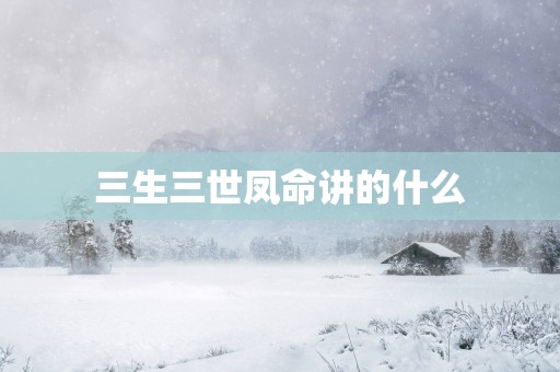 三生三世凤命讲的什么
