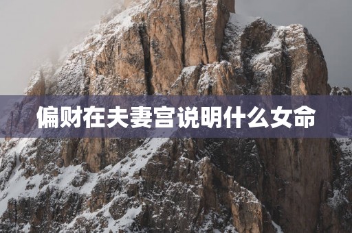 偏财在夫妻宫说明什么女命