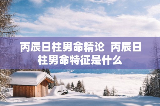 丙辰日柱男命精论  丙辰日柱男命特征是什么