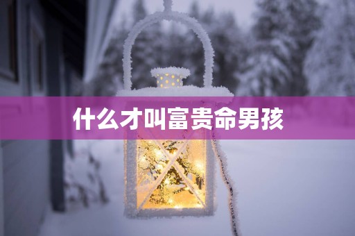 什么才叫富贵命男孩