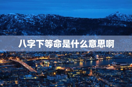 八字下等命是什么意思啊