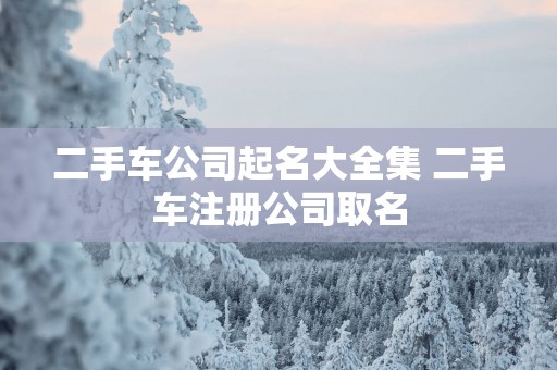 二手车公司起名大全集 二手车注册公司取名