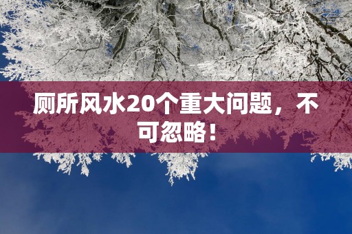 厕所风水20个重大问题，不可忽略！