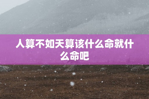 人算不如天算该什么命就什么命吧