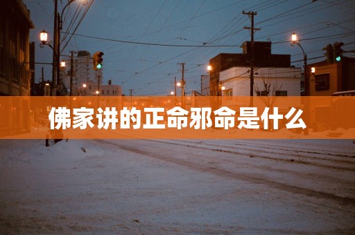 佛家讲的正命邪命是什么
