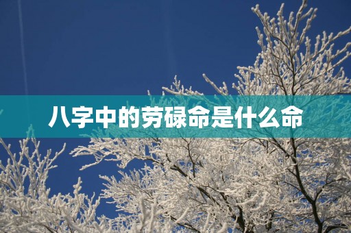 八字中的劳碌命是什么命
