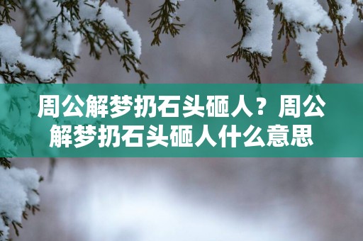 周公解梦扔石头砸人？周公解梦扔石头砸人什么意思