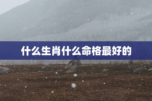 什么生肖什么命格最好的