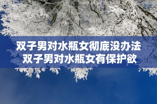 双子男对水瓶女彻底没办法 双子男对水瓶女有保护欲
