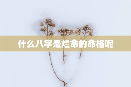 什么八字是烂命的命格呢