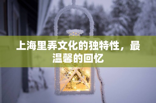 上海里弄文化的独特性，最温馨的回忆