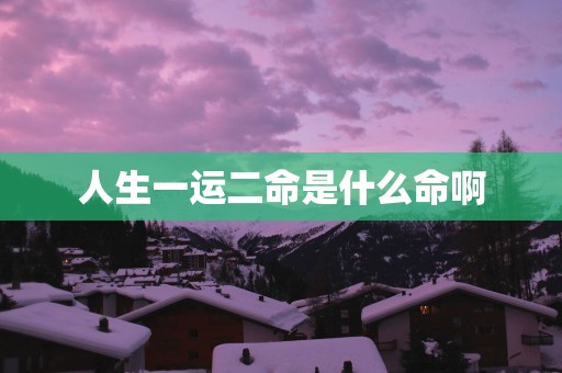 人生一运二命是什么命啊