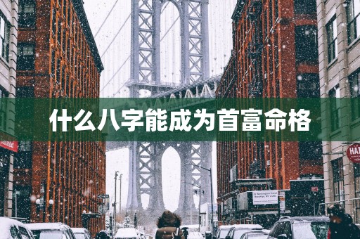 什么八字能成为首富命格