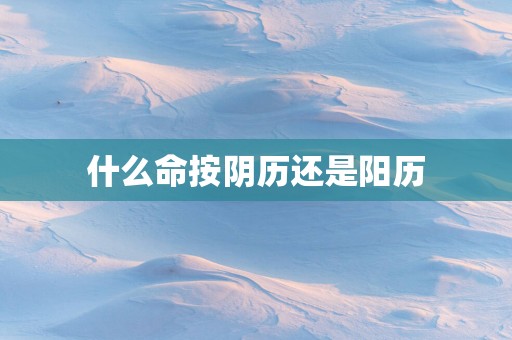 什么命按阴历还是阳历