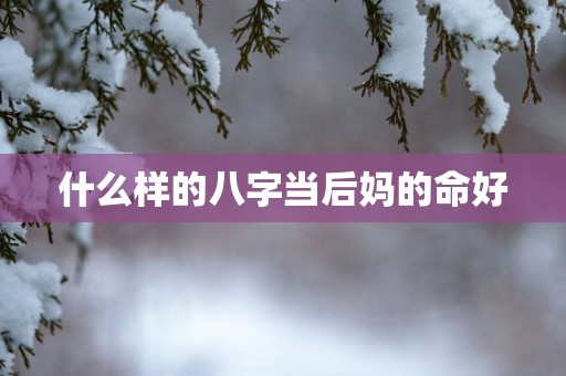 什么样的八字当后妈的命好