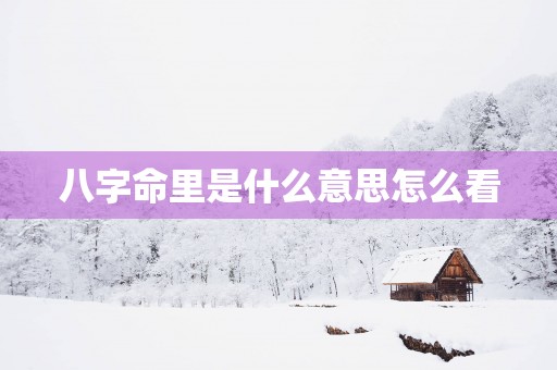 八字命里是什么意思怎么看