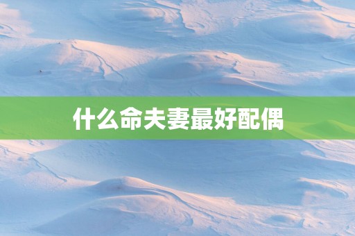 什么命夫妻最好配偶