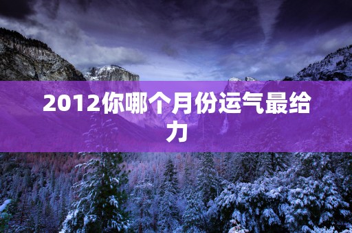 2012你哪个月份运气最给力