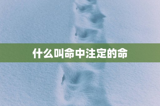 什么叫命中注定的命
