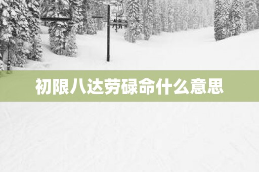 初限八达劳碌命什么意思