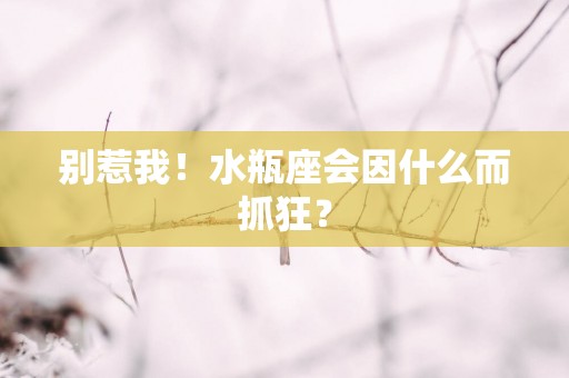 别惹我！水瓶座会因什么而抓狂？