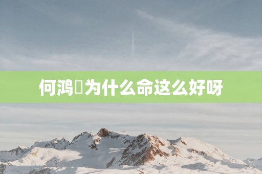 何鸿燊为什么命这么好呀