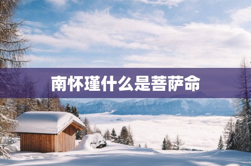 南怀瑾什么是菩萨命