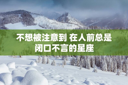 不想被注意到 在人前总是闭口不言的星座