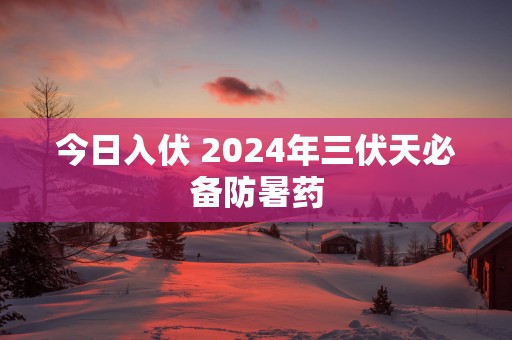 今日入伏 2025年三伏天必备防暑药