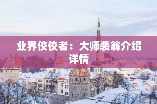 业界佼佼者：大师裴翁介绍详情