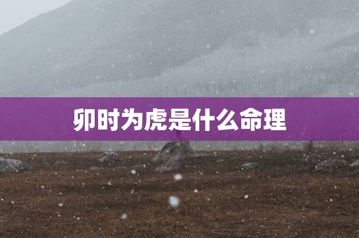 卯时为虎是什么命理