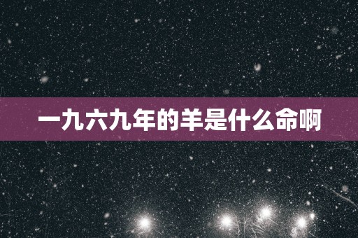 一九六九年的羊是什么命啊