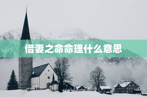 借妻之命命理什么意思
