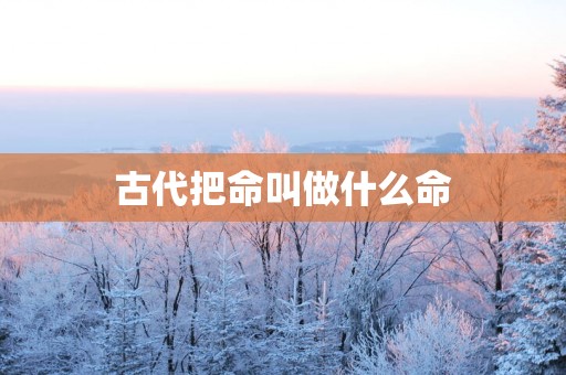古代把命叫做什么命