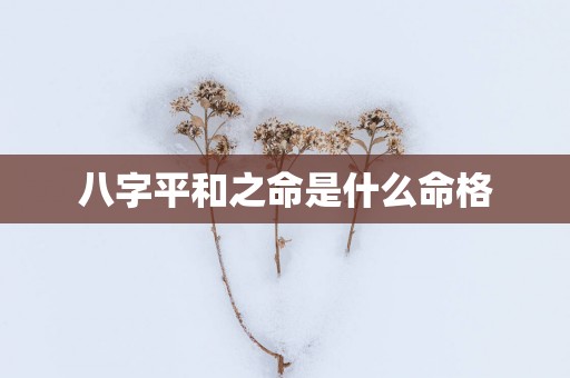 八字平和之命是什么命格