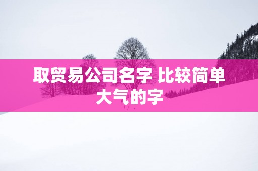 取贸易公司名字 比较简单大气的字