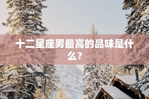 十二星座男最高的品味是什么？