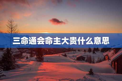 三命通会命主大贵什么意思