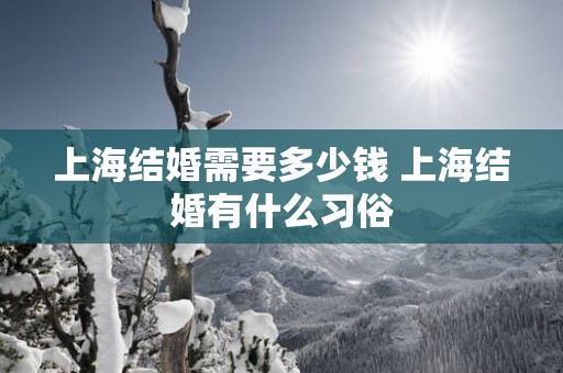 上海结婚需要多少钱 上海结婚有什么习俗