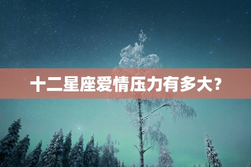 十二星座爱情压力有多大？