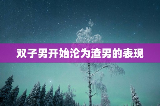 双子男开始沦为渣男的表现
