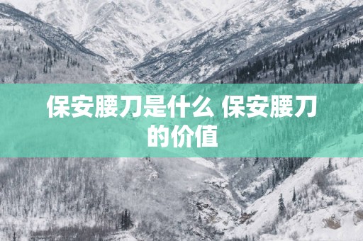 保安腰刀是什么 保安腰刀的价值