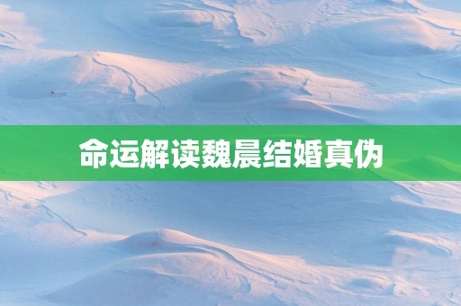命运解读魏晨结婚真伪