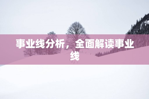 事业线分析，全面解读事业线